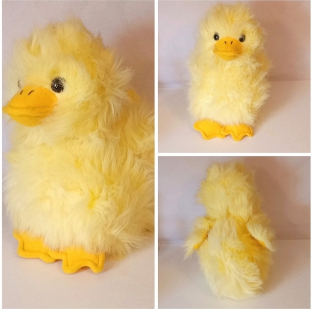 Vintage Wishpets Plush Fluffy Chick Stuffed Animal Toy Yellow 10" 1999